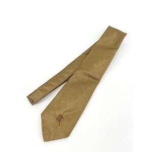 Countess Mara Gold Silk Tie Made in USA Textured Fabric Logo Crown